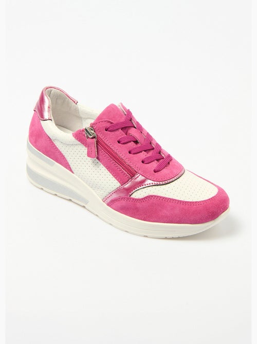 Baskets grande largeur compensées cuir - Afibel - Kiabi