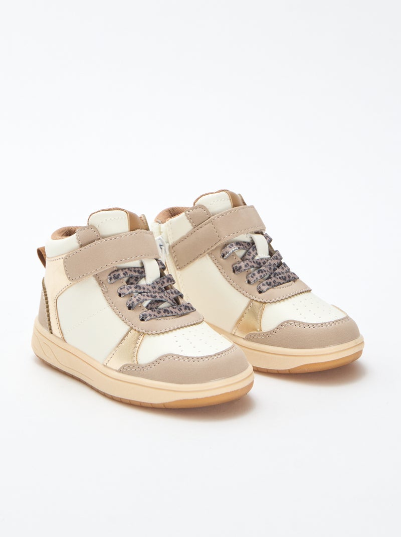 Baskets hautes à scratch Beige - Kiabi