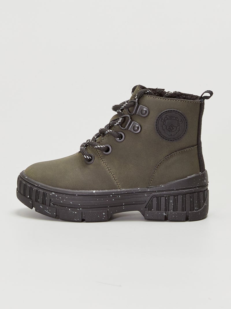 Baskets hautes esprit trek fourrées Kaki - Kiabi