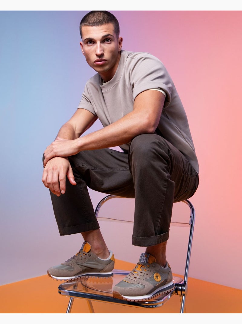 Baskets homme à lacets Kaki - Kiabi