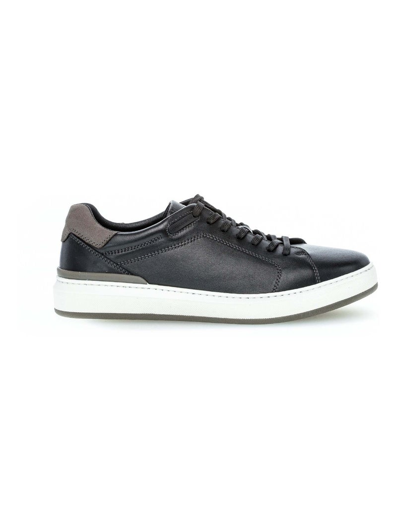 Baskets homme  en cuir lisse Gabor Noir Noir - Kiabi