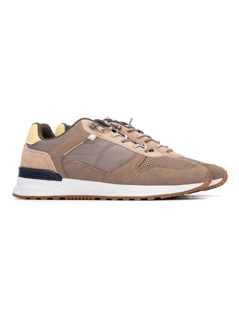 Baskets homme en cuir Taupe - Kiabi