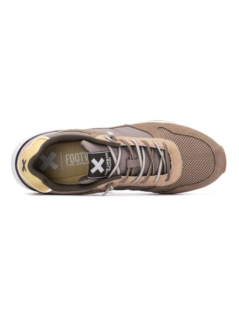 Baskets homme en cuir Taupe - Kiabi