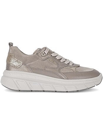 Baskets irisée en cuir lisse et daim