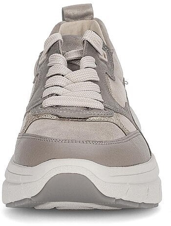 Baskets irisée en cuir lisse et daim