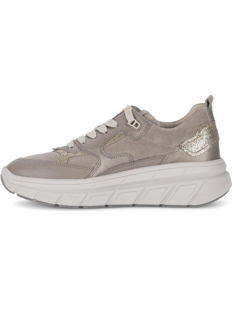 Baskets  irisée en cuir lisse et nubuck Marron clair - Kiabi