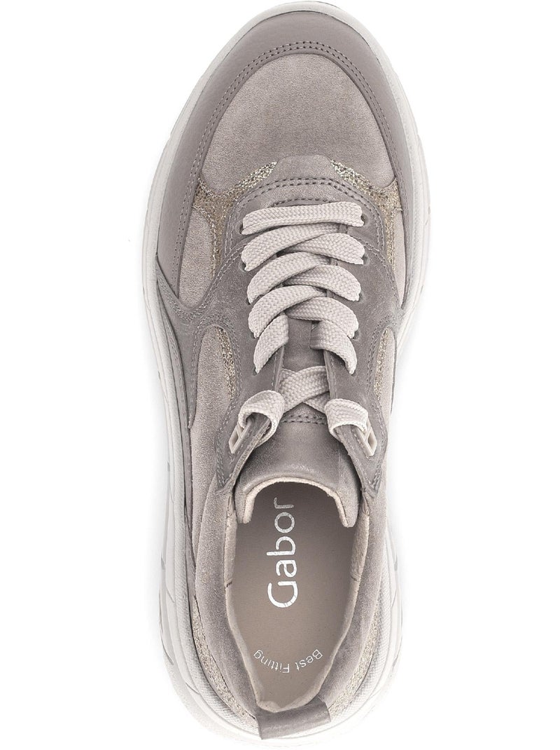 Baskets  irisée en cuir lisse et nubuck Marron clair - Kiabi