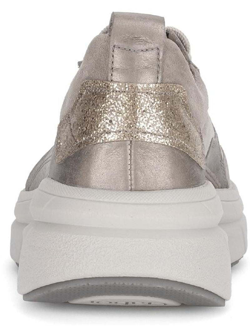 Baskets  irisée en cuir lisse et nubuck Marron clair - Kiabi