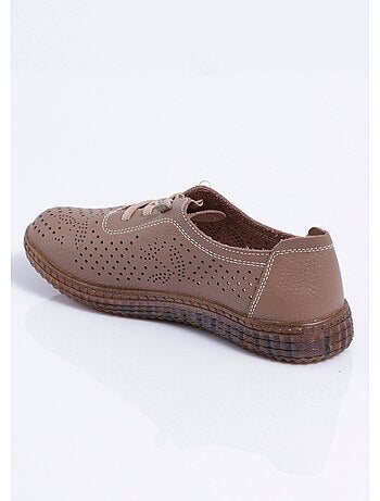 Baskets lacées cuir perforé largeur confort - Afibel