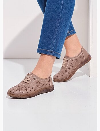 Baskets lacées cuir perforé largeur confort - Afibel