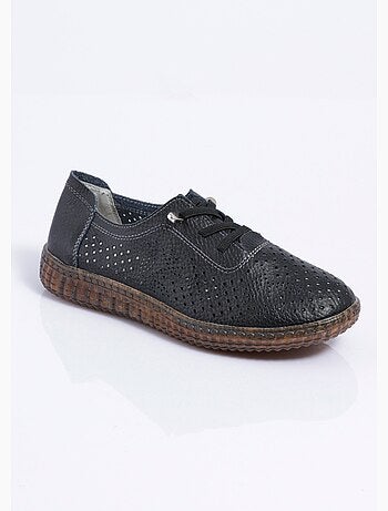 Baskets lacées cuir perforé largeur standard - afibel