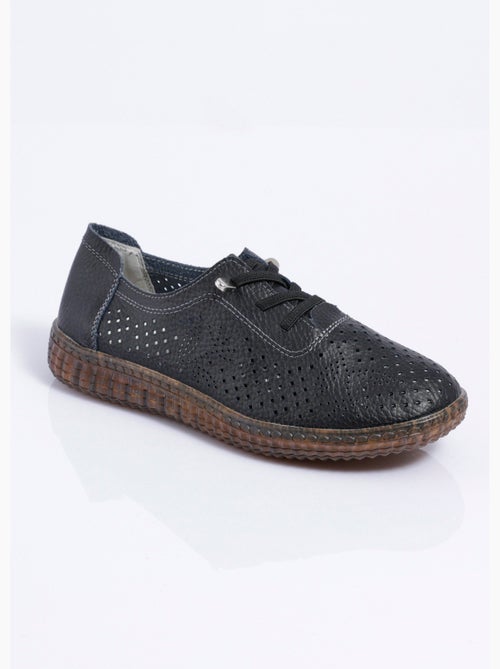 Baskets lacées cuir perforé largeur standard - afibel - Kiabi Baskets lacées cuir perforé largeur standard - afibel - Kiabi