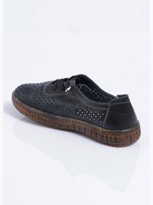 Baskets lacées cuir perforé largeur standard - afibel - Kiabi Baskets lacées cuir perforé largeur standard - afibel - Kiabi