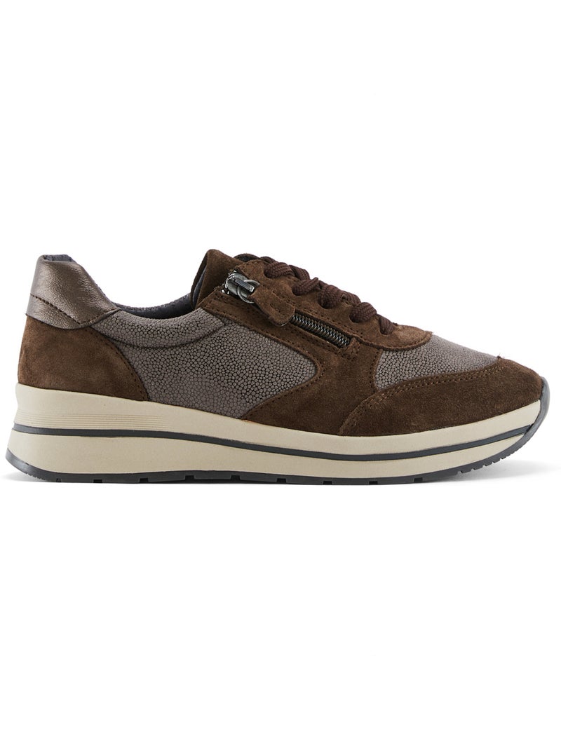 Baskets lacets et zip semelle amovible - pediconfort Marron chocolat - Kiabi