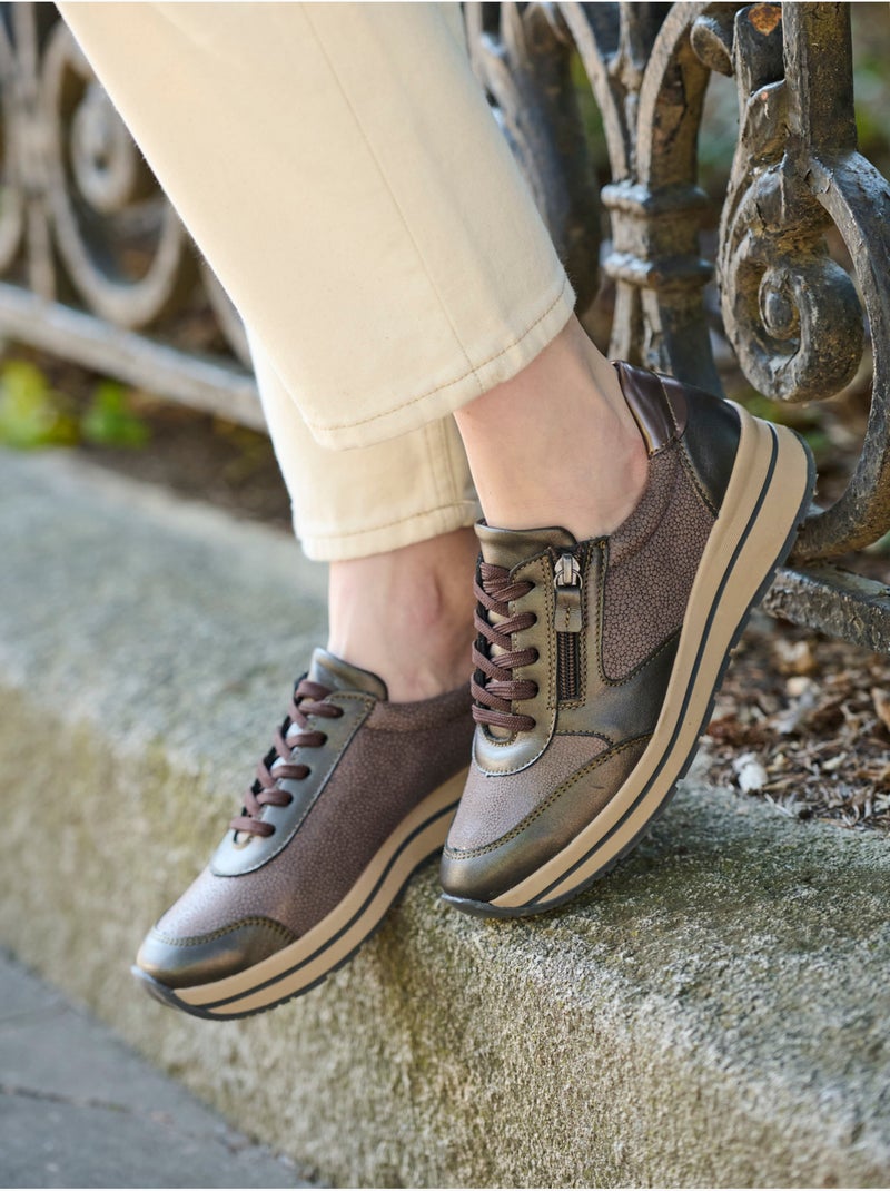 Baskets lacets et zip semelle amovible - PEDICONFORT Marron - Kiabi