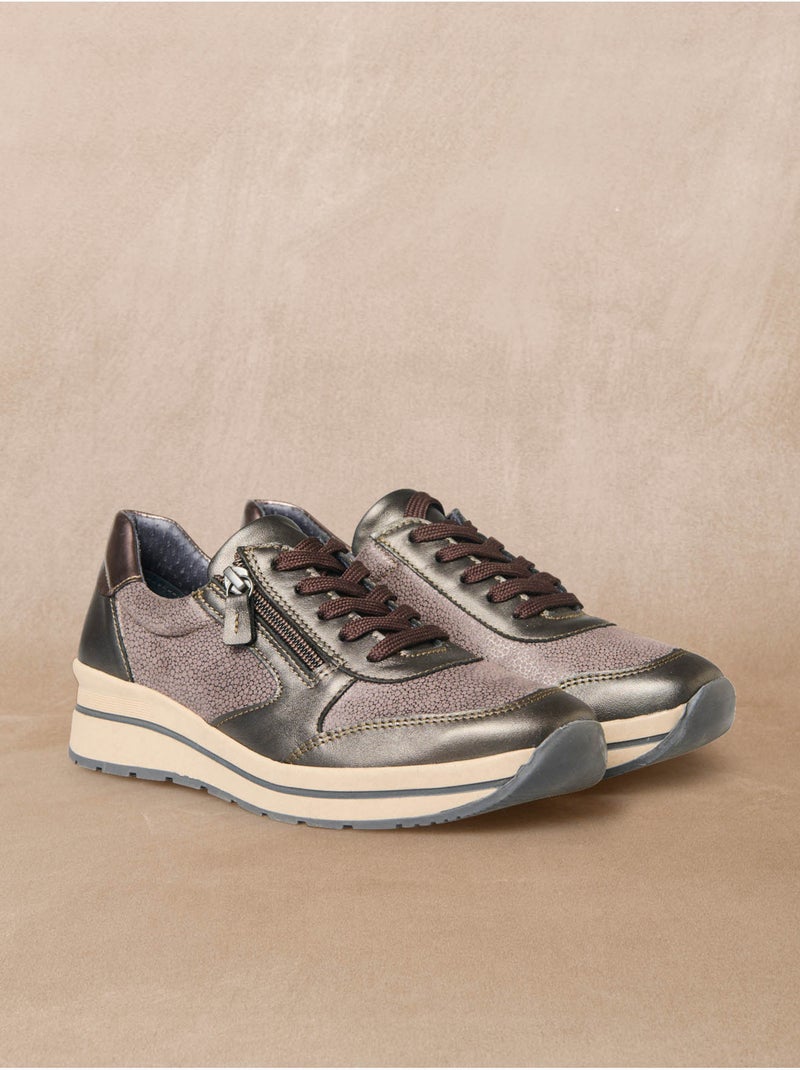 Baskets lacets et zip semelle amovible - PEDICONFORT Marron - Kiabi