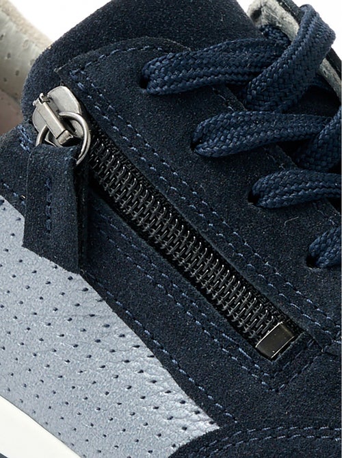 Baskets largeur confort cuir bi-matière - Afibel - Kiabi