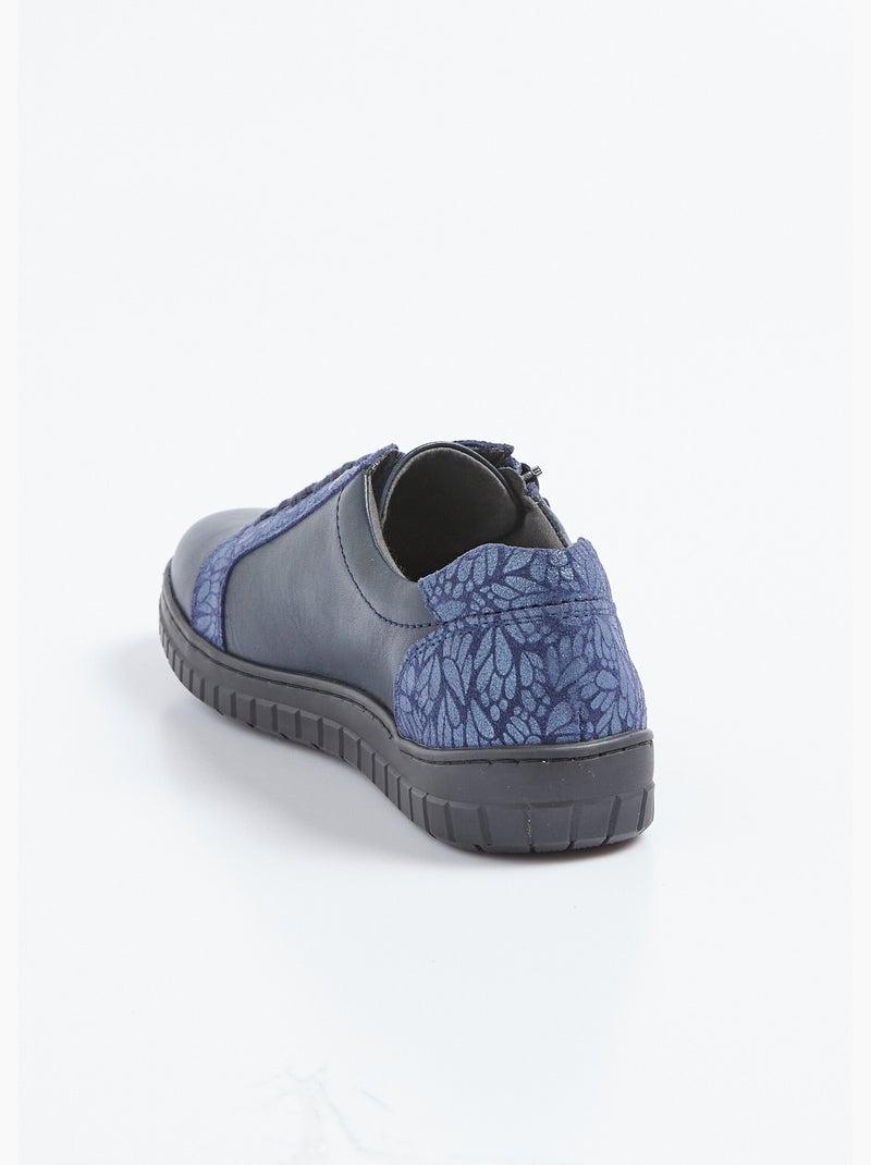 Baskets largeur confort lacées et zippées - Afibel Bleu - Kiabi