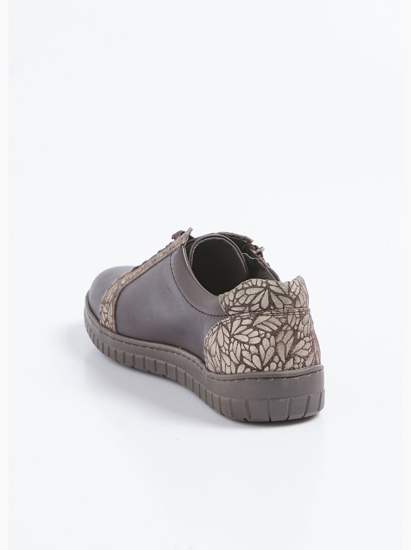 Baskets largeur confort lacées et zippées - Afibel Marron - Kiabi