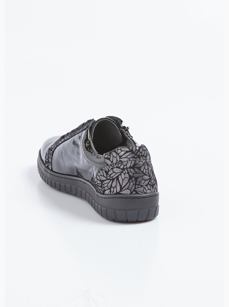 Baskets largeur confort lacées et zippées - afibel Noir - Kiabi