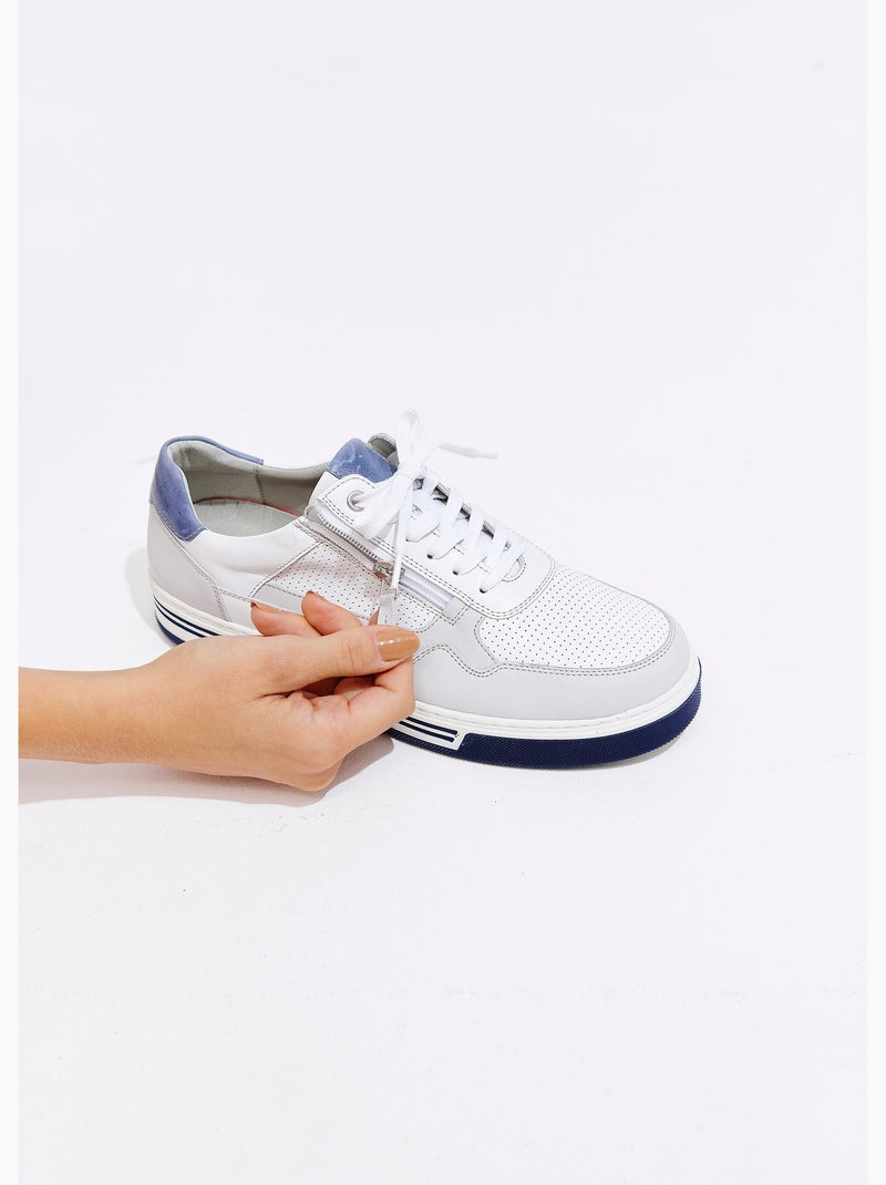 Baskets largeur confort lacées et zippées Blanc - Kiabi