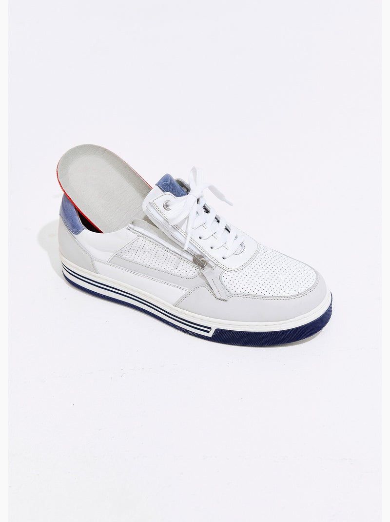 Baskets largeur confort lacées et zippées Blanc - Kiabi