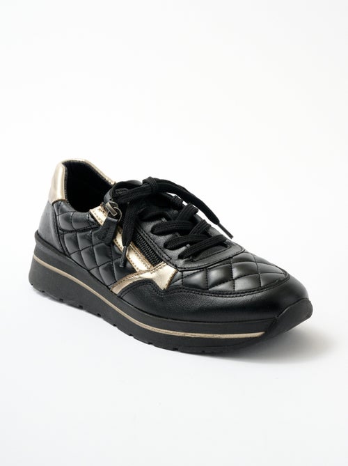 Baskets largeur confort zippées cuir - Kiabi