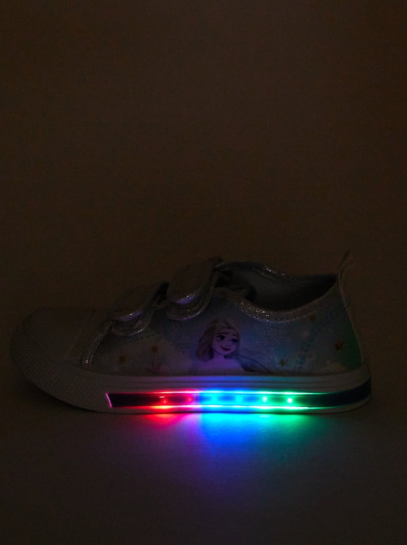 Baskets lumineuses à scratchs 'Reine des neiges' 'Disney' blanc - Kiabi