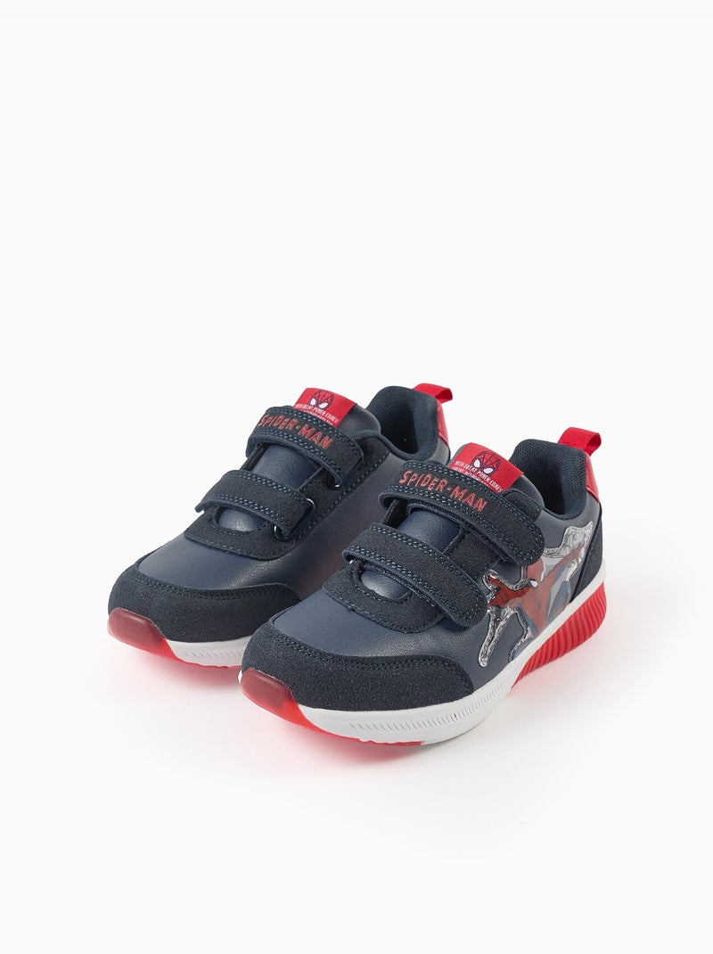 Baskets Lumineuses et Fermeture à Scratch Spiderman Bleu foncé - Kiabi