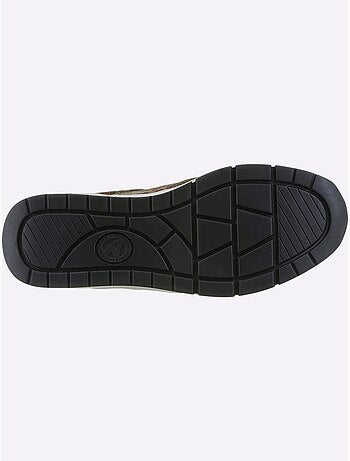Baskets mélange de cuir velours vachette, synthétique et textile - taille standard - helline