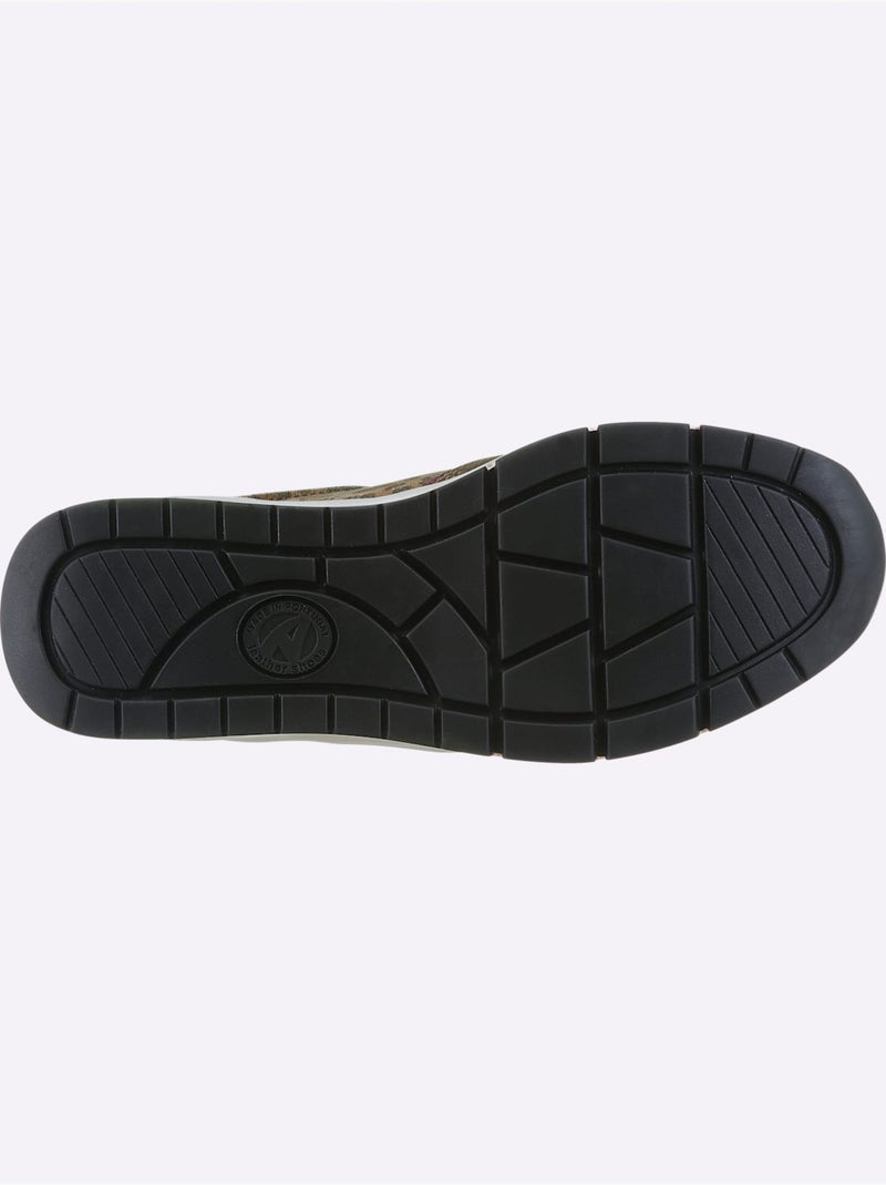 Baskets mélange de cuir velours vachette, synthétique et textile - taille standard - helline Kaki - Kiabi