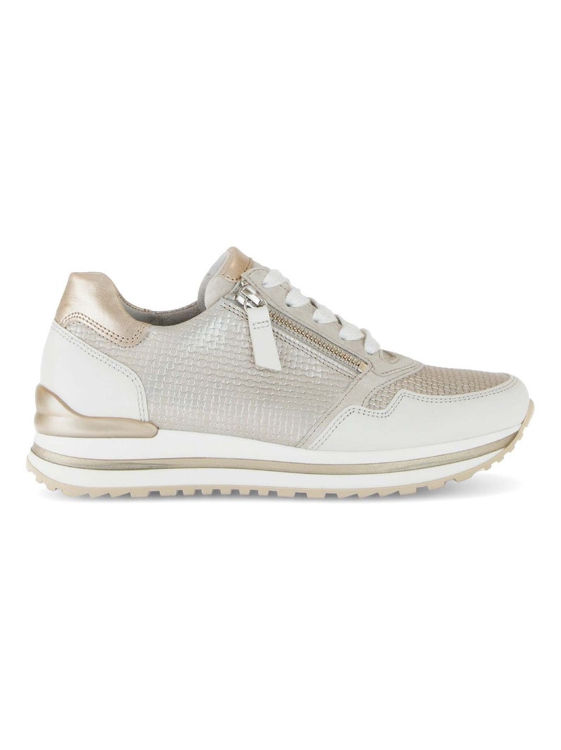 Baskets  métallisées en cuir Beige gris - Kiabi