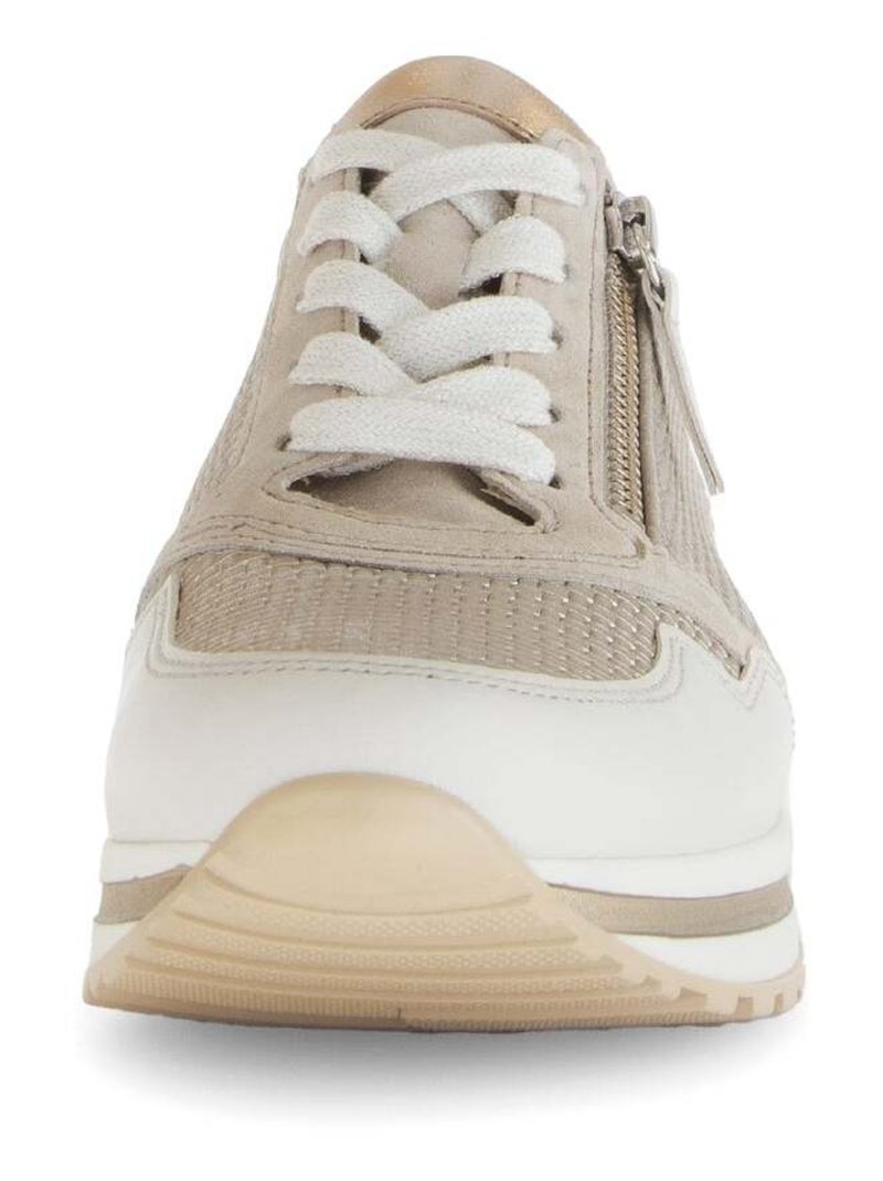 Baskets  métallisées en cuir Beige gris - Kiabi
