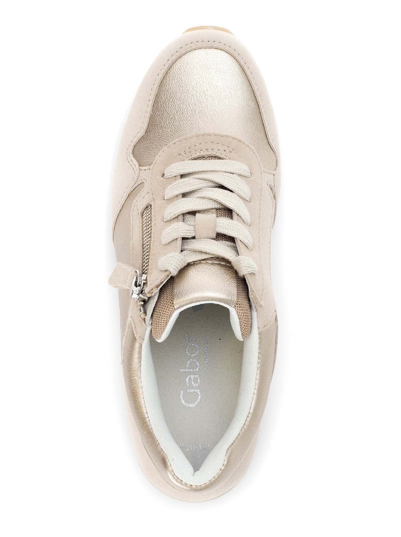 Baskets  métallisées en cuir métallisé Beige gris - Kiabi