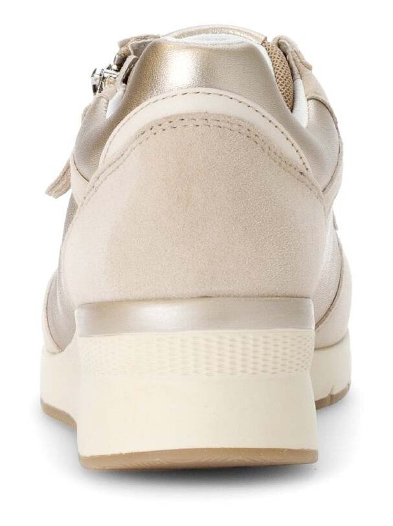 Baskets  métallisées en cuir métallisé Beige gris - Kiabi