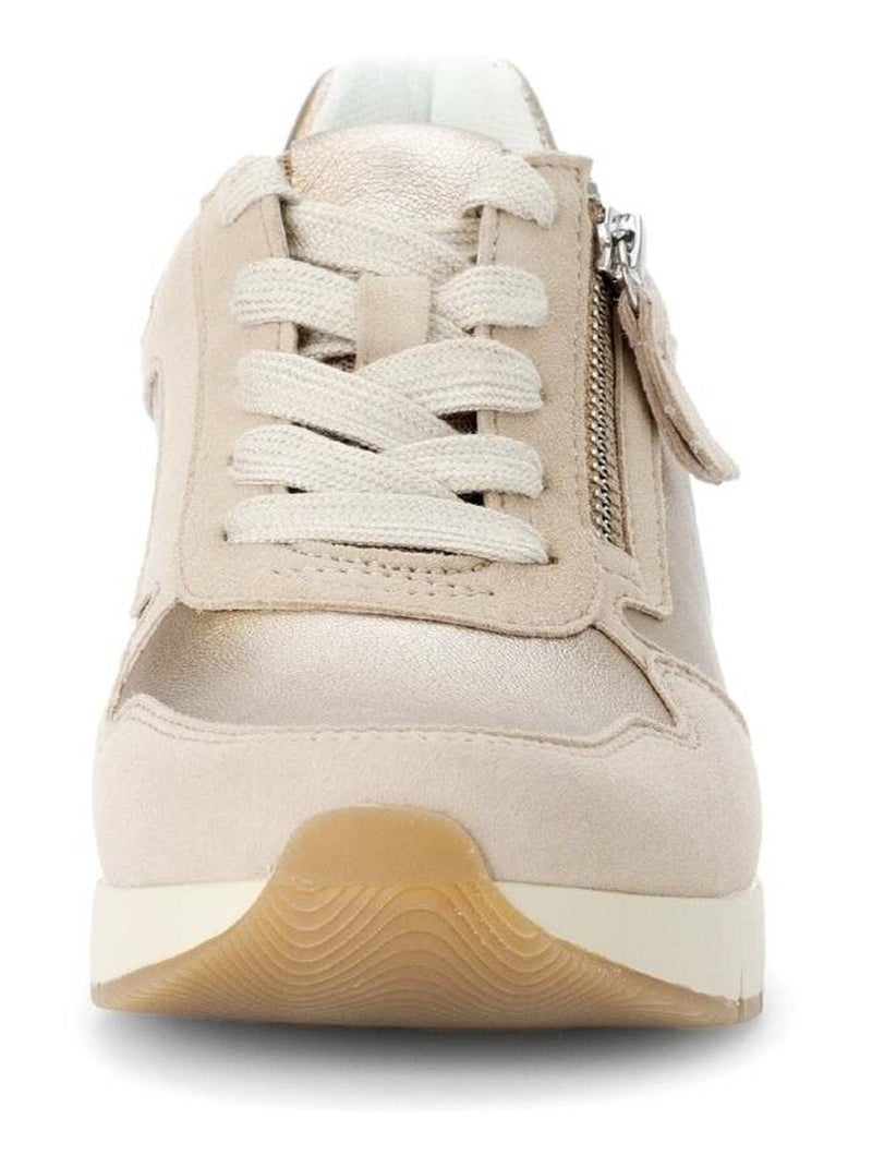 Baskets  métallisées en cuir métallisé Beige gris - Kiabi