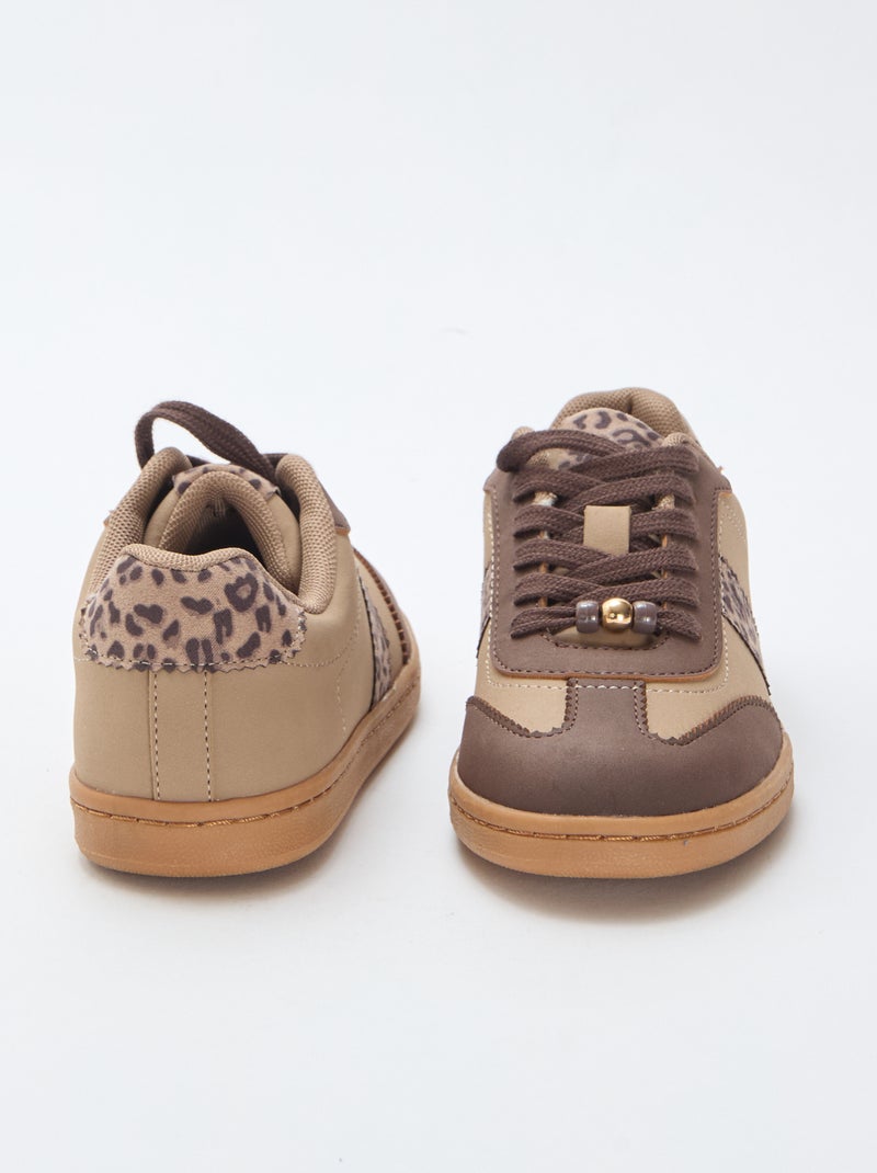 Baskets mode avec empiècements imprimés léopard Marron - Kiabi