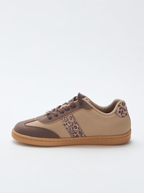 Baskets mode avec empiècements imprimés léopard - Kiabi