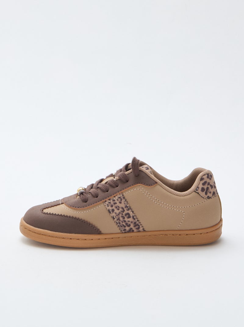 Baskets mode avec empiècements imprimés léopard Marron - Kiabi