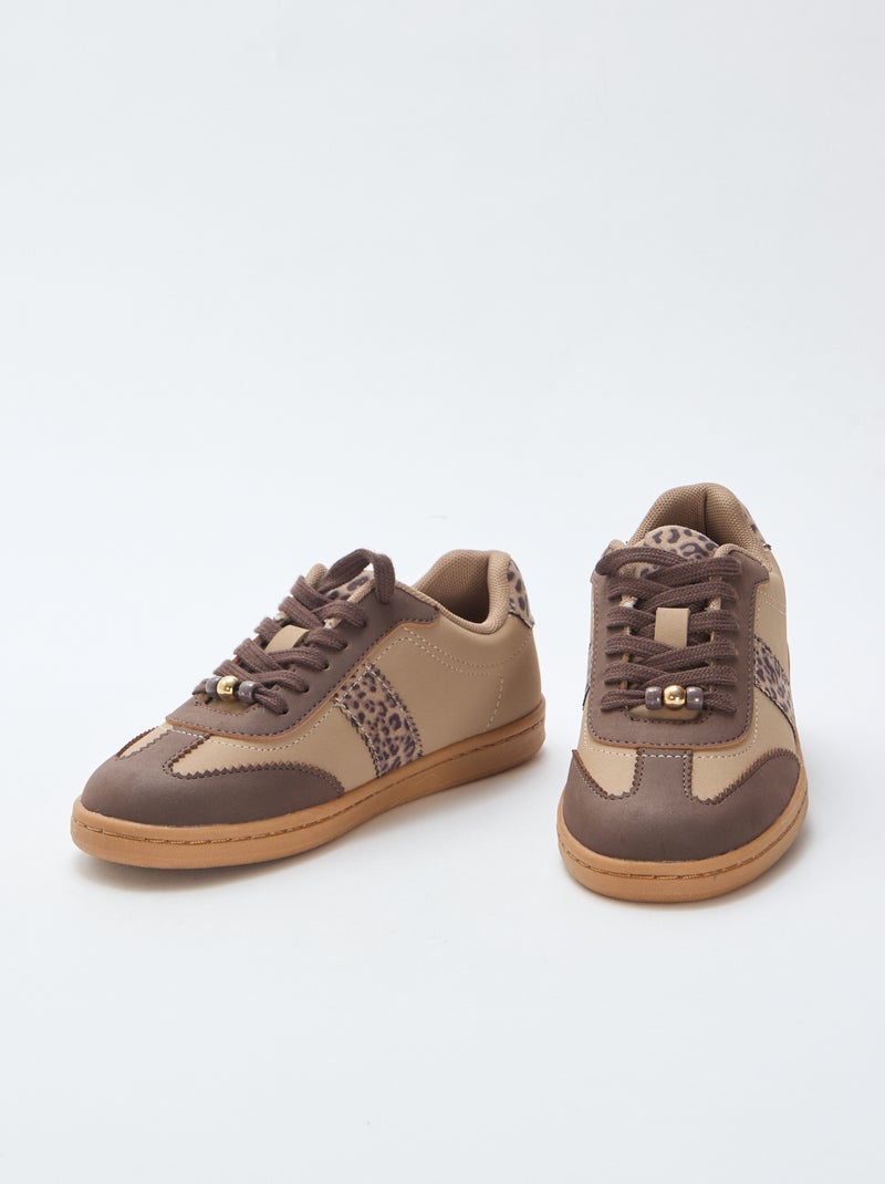 Baskets mode avec empiècements imprimés léopard Marron - Kiabi