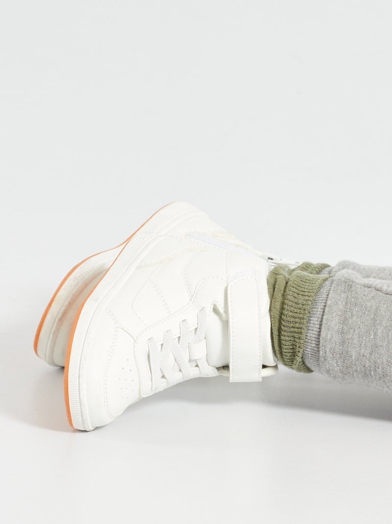 Baskets montante lacets élastiques blanc - Kiabi