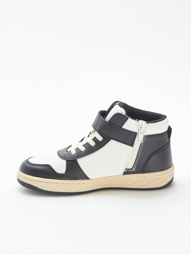 Baskets montantes à scratchs et lacets Noir - Kiabi