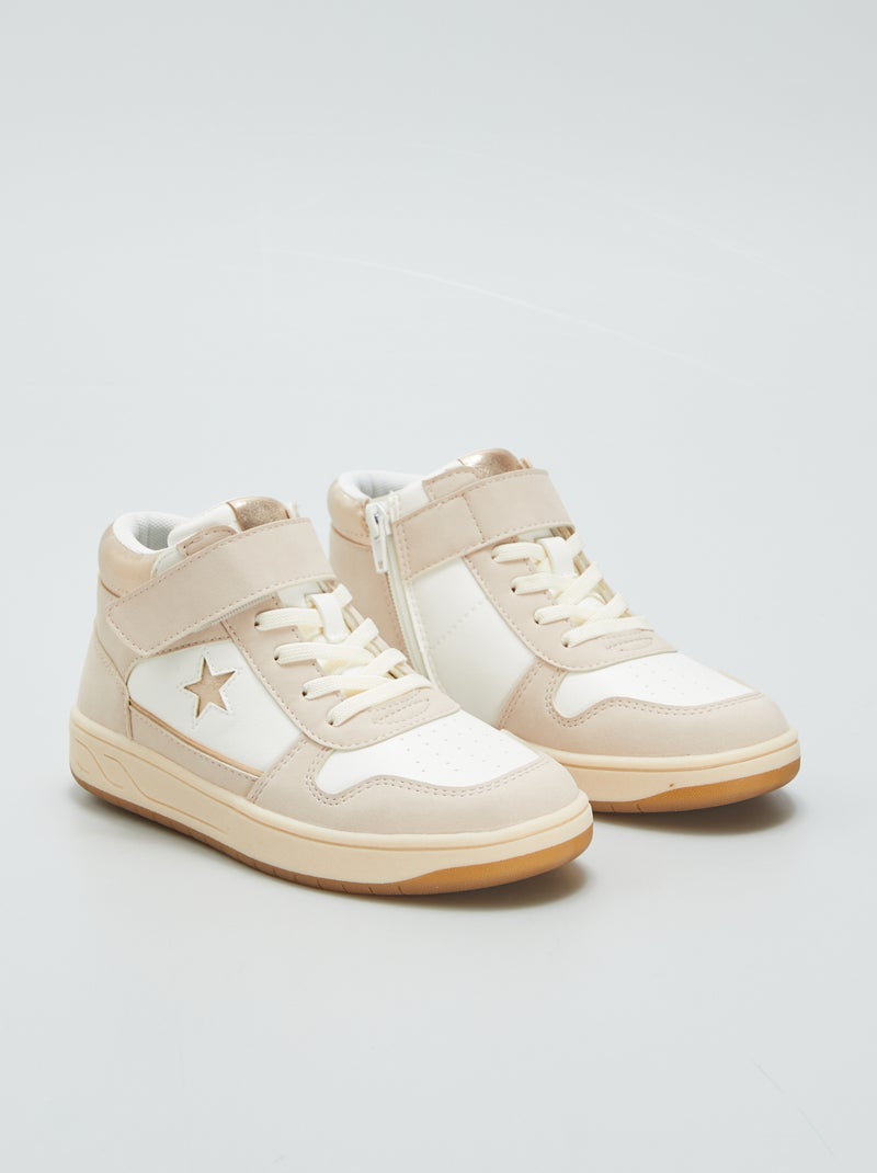 Baskets montantes bicolores Blanc/beige - Kiabi