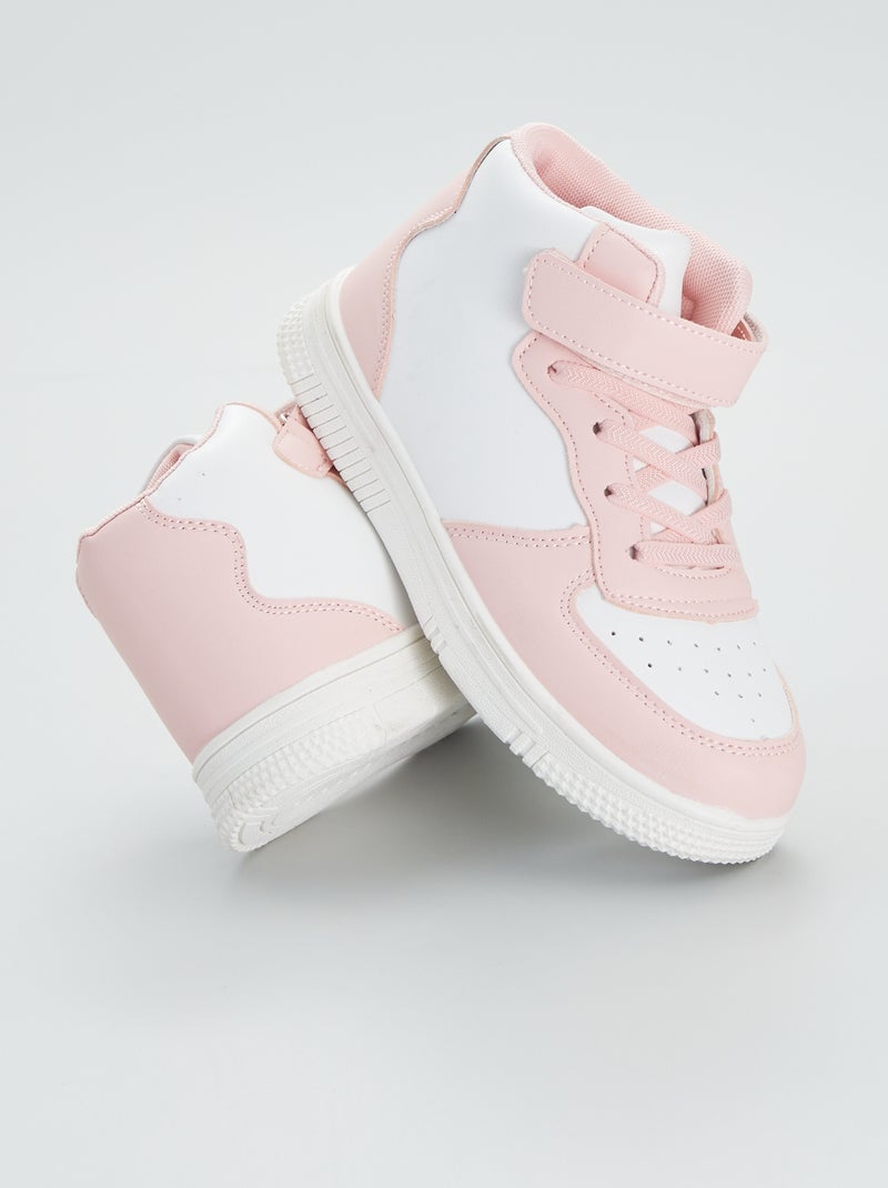 Baskets montantes bicolores en synthétique rose - Kiabi