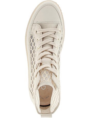 Baskets montantes crème en cuir (ajourées sur le côté)