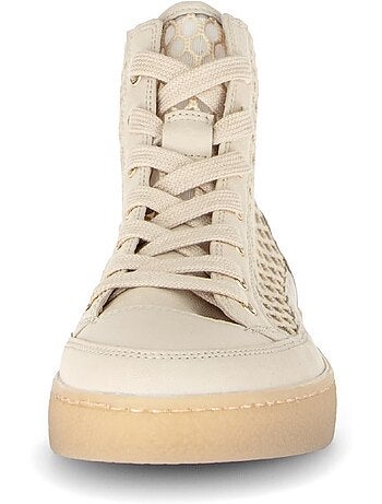 Baskets montantes crème en cuir (ajourées sur le côté)