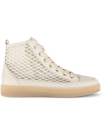 Baskets montantes crème en cuir