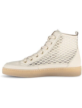 Baskets montantes crème en cuir