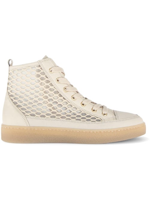 Baskets montantes crème en cuir - Kiabi