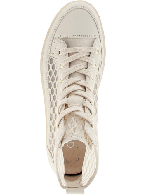 Baskets montantes crème en cuir - Kiabi